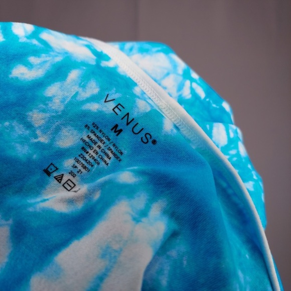 Venus Nylon Mesh Top Women Medium Turquoise White Tie Dye Mermaidcore Baddie - Picture 3 of 5